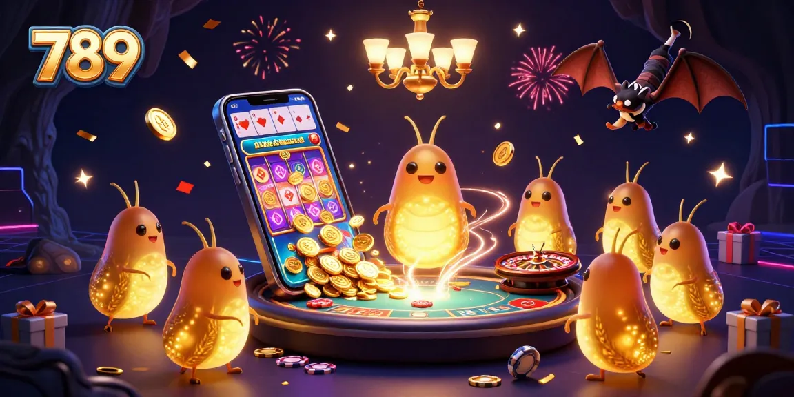 Experience thrilling gaming with 789 at a vibrant cave casino, featuring glowworms and a bat dealer.