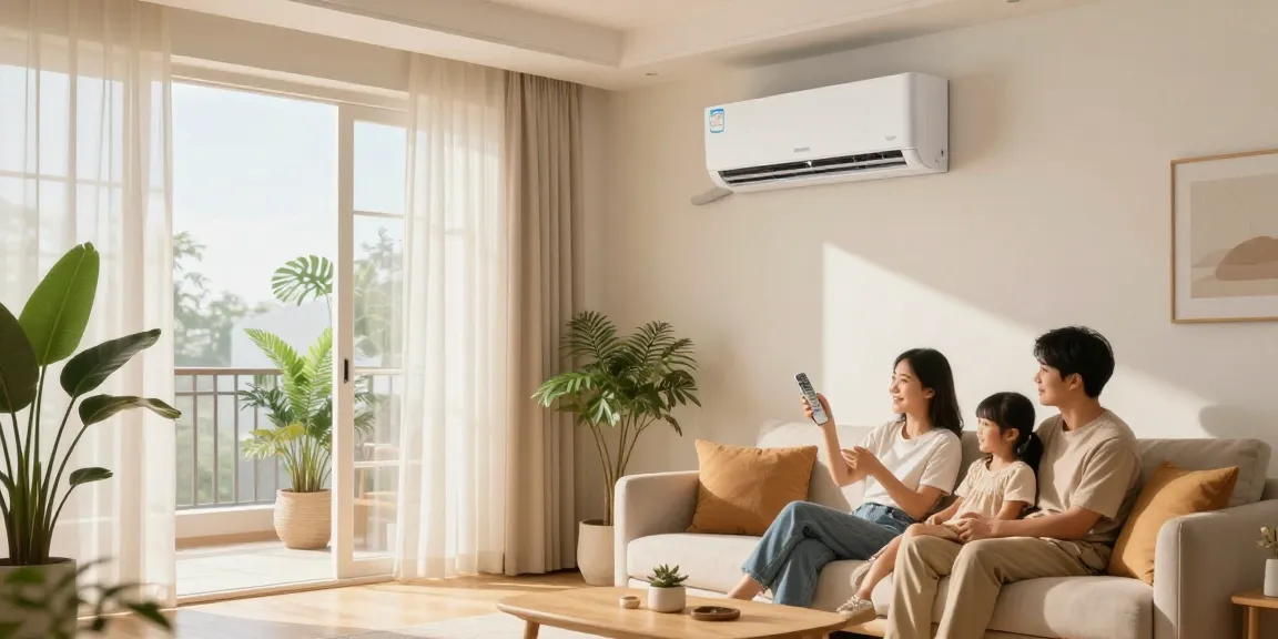 Stylish living room featuring a 24000 btu mini split air conditioner, showing family comfort and modern design elements.