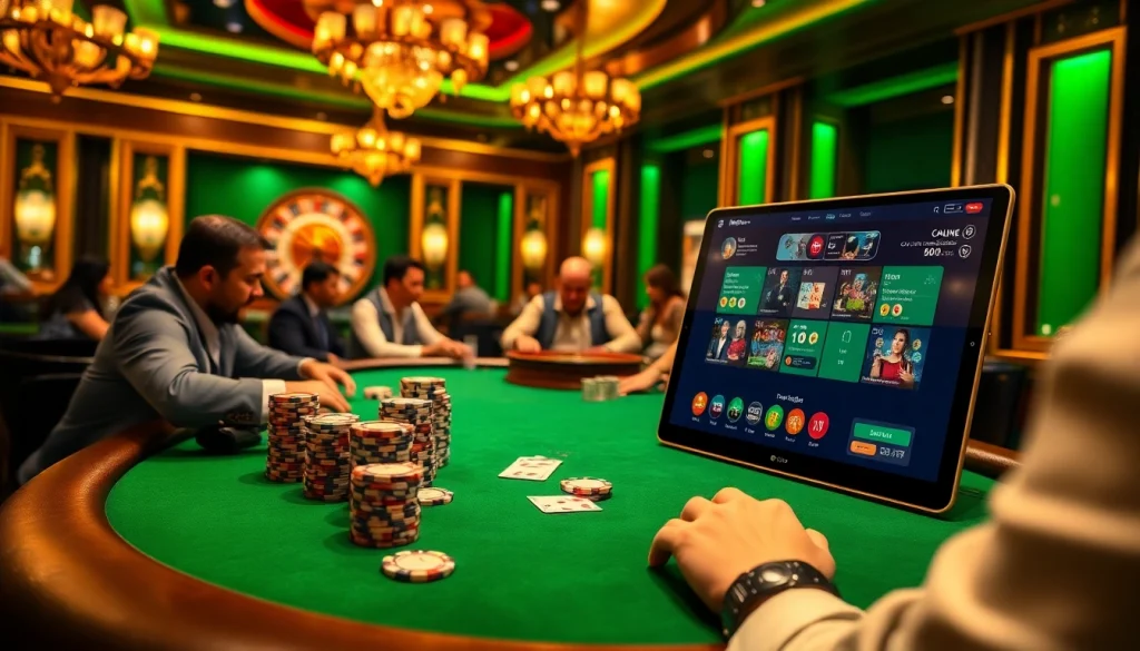 Enjoy the thrill of Đăng nhập ww88 at a luxurious poker table in a vibrant casino setting.