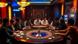Experience excitement and luxury at NHÀ CÁI UU88 with lively poker games, roulette, and vibrant casino elements.
