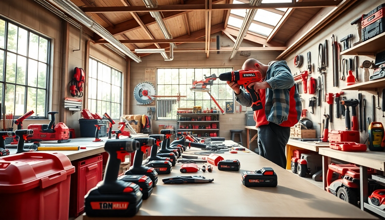 High-quality Einhell tools showcased in a professional workshop setting.