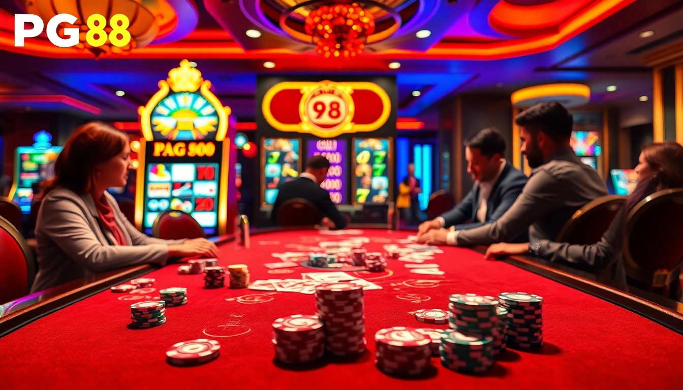 PG 88 players experiencing an exciting live casino atmosphere with vibrant gaming elements.
