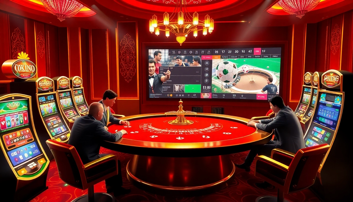 Experience the thrilling atmosphere of Okwintv as players engage in high-stakes poker while enjoying live football matches.