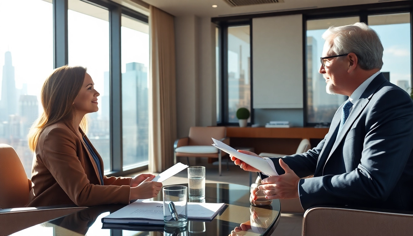 Engaging wealth management consultation showcasing a financial advisor and client interaction.