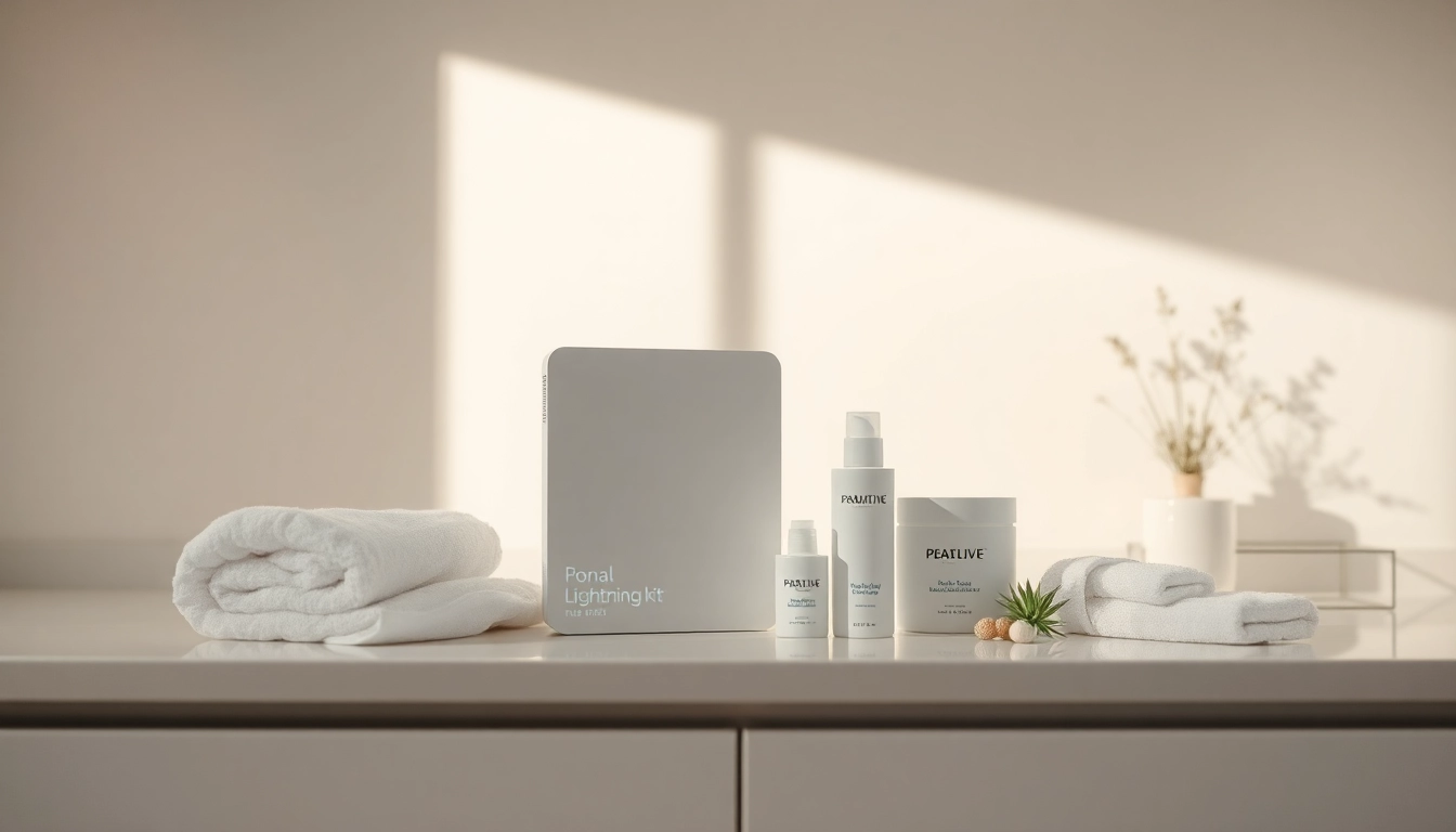 Enhance your routine with anal lightening kit showcased elegantly on a vanity.