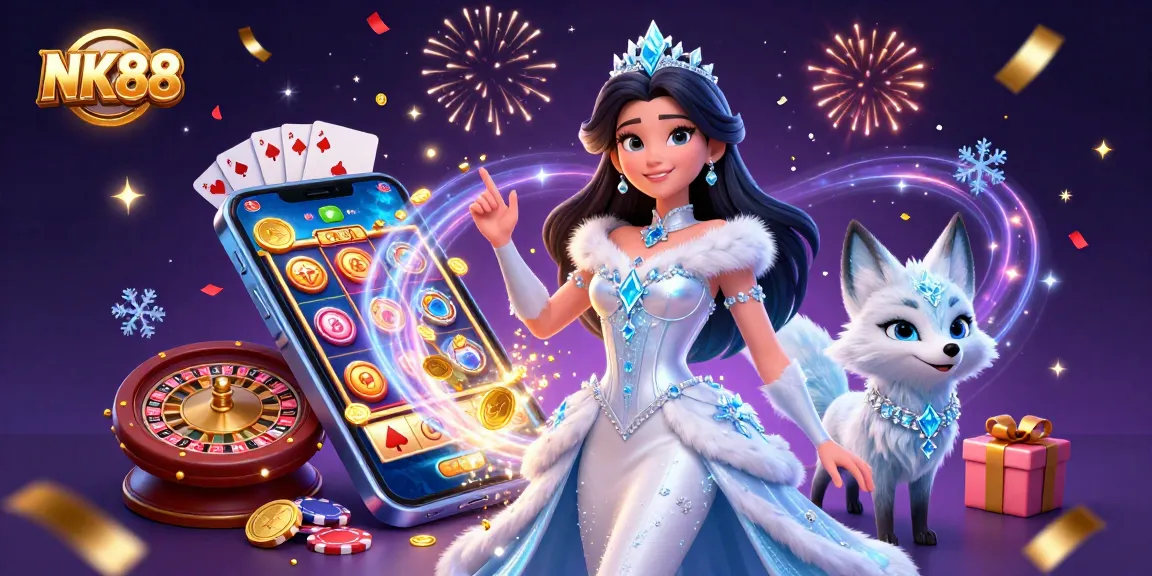 Narrow your wins at NK88 with immersive slot gameplay, dynamic character imagery, and vibrant casino elements.