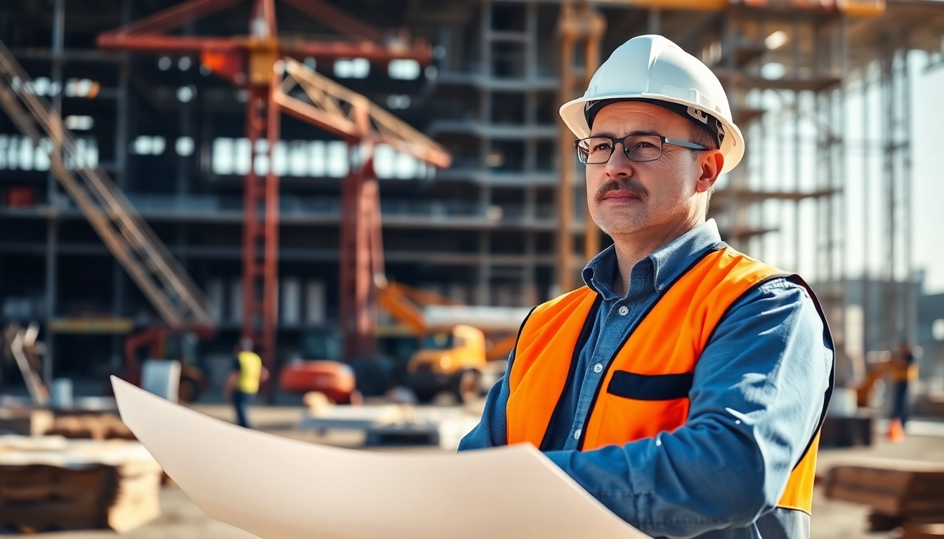 New Jersey Commercial General Contractor overseeing a dynamic construction site with active workers.