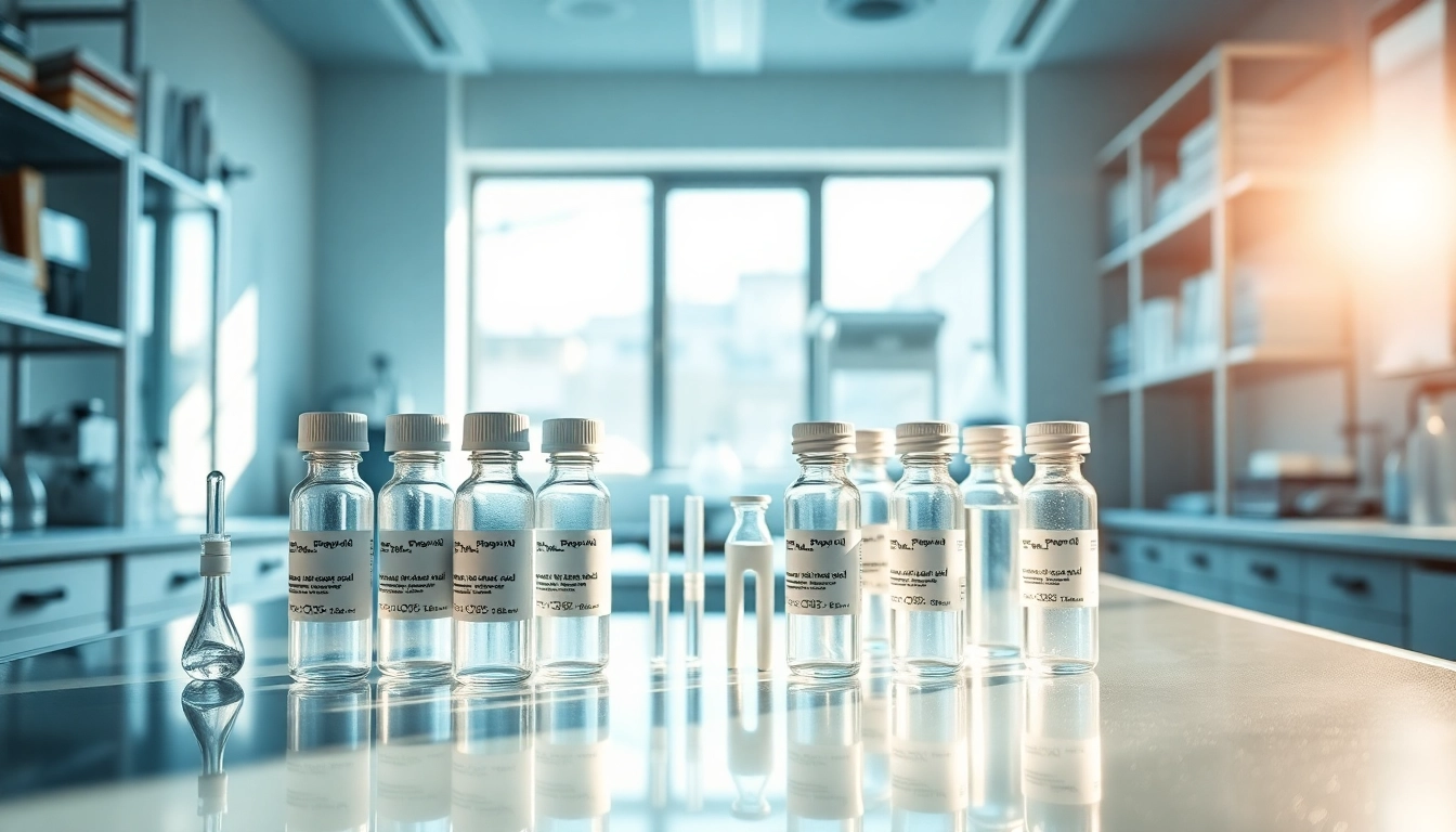 Hydro Research vials and biotech tools displayed professionally in a bright laboratory.